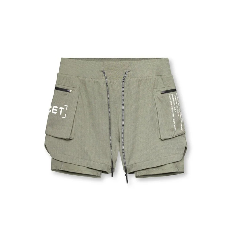 Sportedly-Short de sport à double pont pour homme, 2 en 1, bas d'athlétisme, pantalon de jogging, gym, fitness, entraînement, course à pied, été