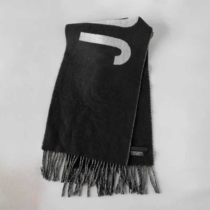 Écharpe 100% laine pour femmes, marque de luxe, écharpe d'hiver épaisse et chaude, monogramme, châle en cachemire de haute qualité pour femmes.