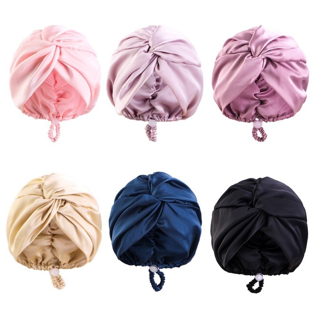 Femmes hommes Double couche croix torsadée Turban réglable élastique soie Satin chimio soins capillaires Bonnets beauté maquillage foulard chapeau