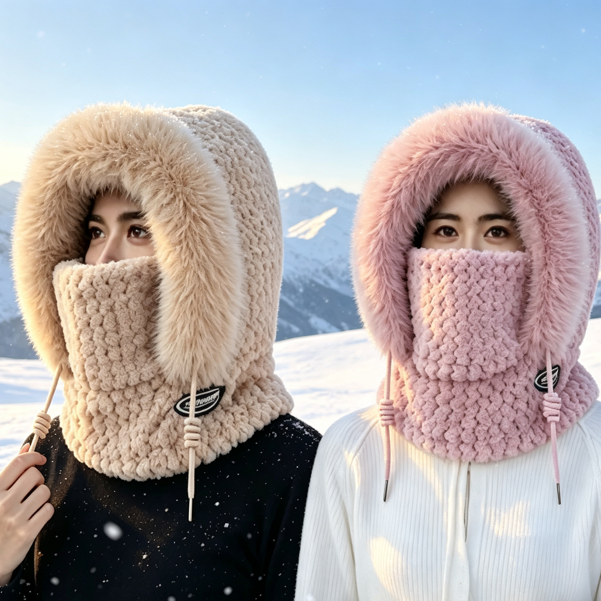 Ensemble 2 en 1 pour femmes : bonnet en polaire et cache-cou pour l'hiver, bonnet chaud et épais pour le ski en plein air, le cyclisme et le temps froid.