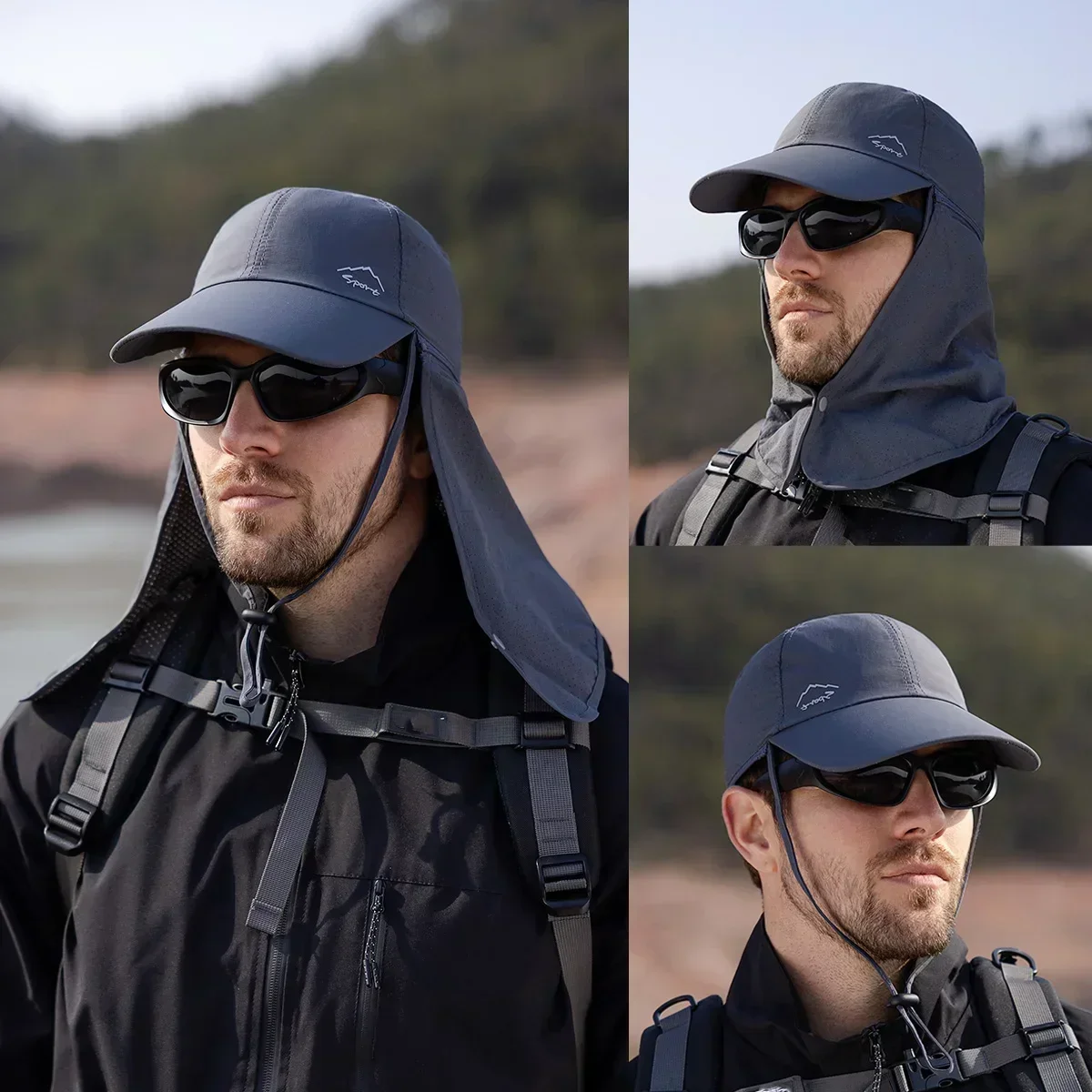 Casquette de Baseball pour hommes et femmes, Protection solaire de pêche d'été, séchage rapide, imperméable, détachable, châle, visière de vélo d'extérieur Nasi