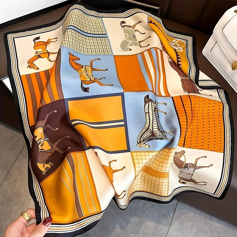 Foulard carré multifonctionnel en Satin pour femmes, 100% soie de mûrier, bandeau, ruban pour cheveux, foulard Bandana