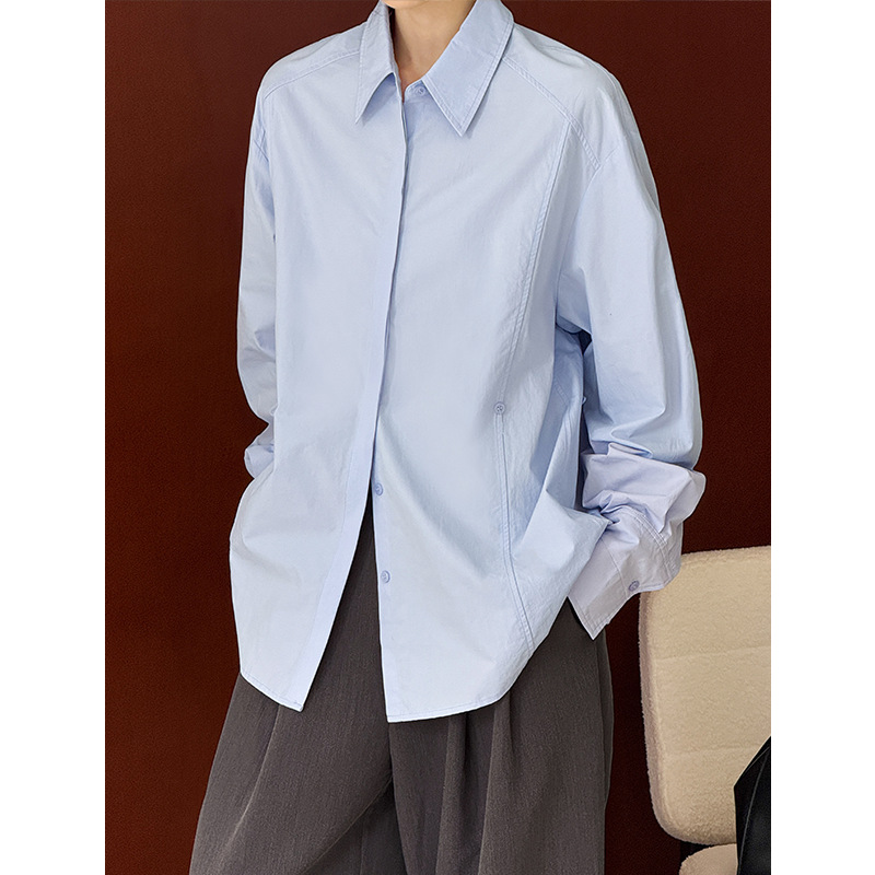 Chemisiers en coton pour femmes, col rabattu, chemisiers de bureau, hauts et chemisiers pour femmes, chemises à la mode, Blusas Roupa Feminina