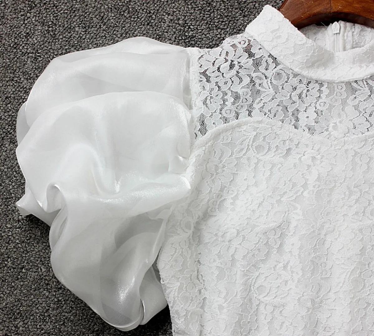Chemisier en maille à volants pour femmes, mode coréenne, chemise à manches courtes lanterne, vintage, solide, col rond, t-shirt décontracté, été