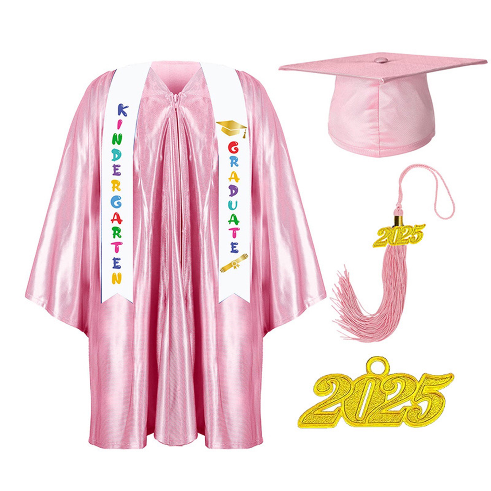 Robe académique pour enfants, uniformes scolaires pour enfants d'âge préscolaire, robe de remise de diplôme, châle, ensemble de casquettes à pampilles, vêtements de fête