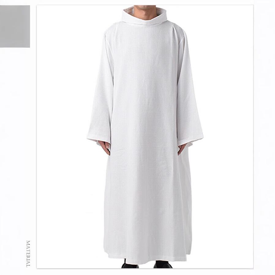 Costume de cosplay médiéval, robe longue de sorcière blanche, robe de prêtre d'église, robe de fantôme de la mort, robe de spectacle d'Halloween, robes arabes