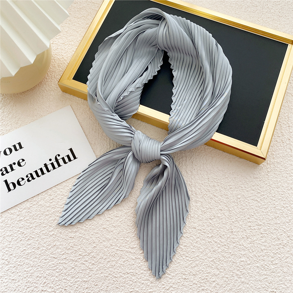 Écharpe Plissée en Satin pour Femme, Ruban Carré Maigre, Bande de Cheveux, Foulard Décoratif pour Sauna
