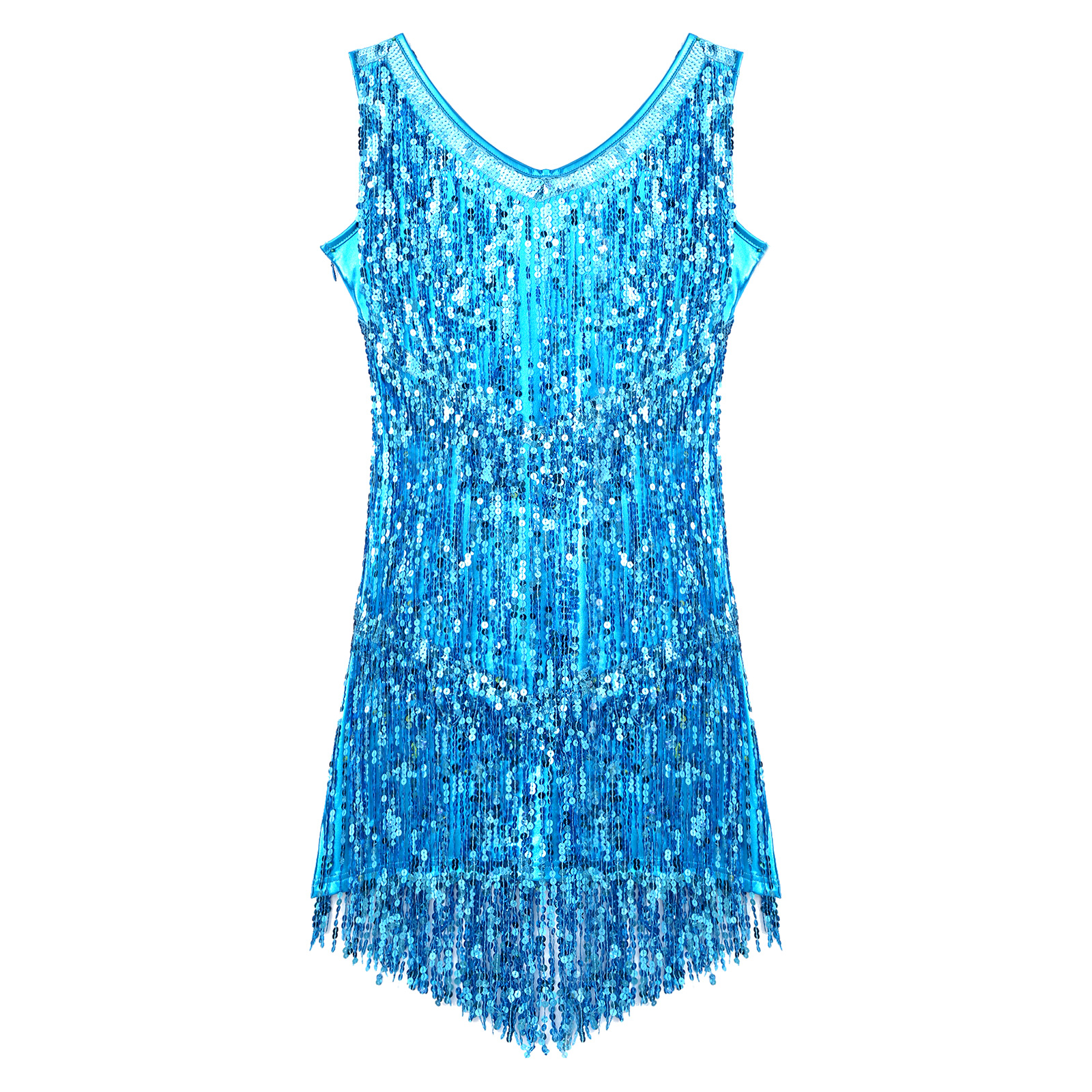 Robe Latine à Paillettes Brillantes pour Femme, Costume de Spectacle, Tango, Samba, Régions ba, Salle de Bal, Salsa, Jazz, brev
