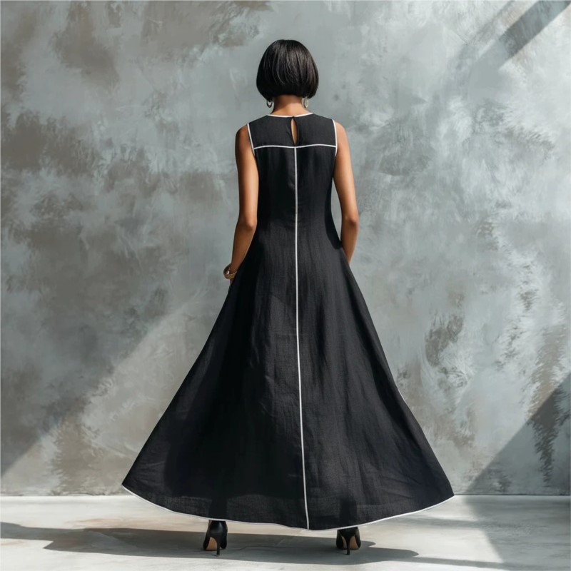 Nouvelle Robe d'été 2026 pour Femme avec Couleurs Contrastées, Sans Manches, Coupe Ample, Style Unique et Simple, Tendance et Confortable