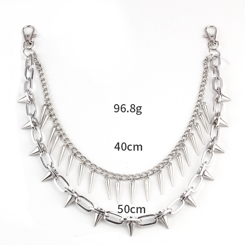 Porte-clés chaîne Punk pour jean, 2 Styles, ornements de taille à pointes superposées, Hip Hop, Cool et polyvalent, accessoire de chaîne pour hommes