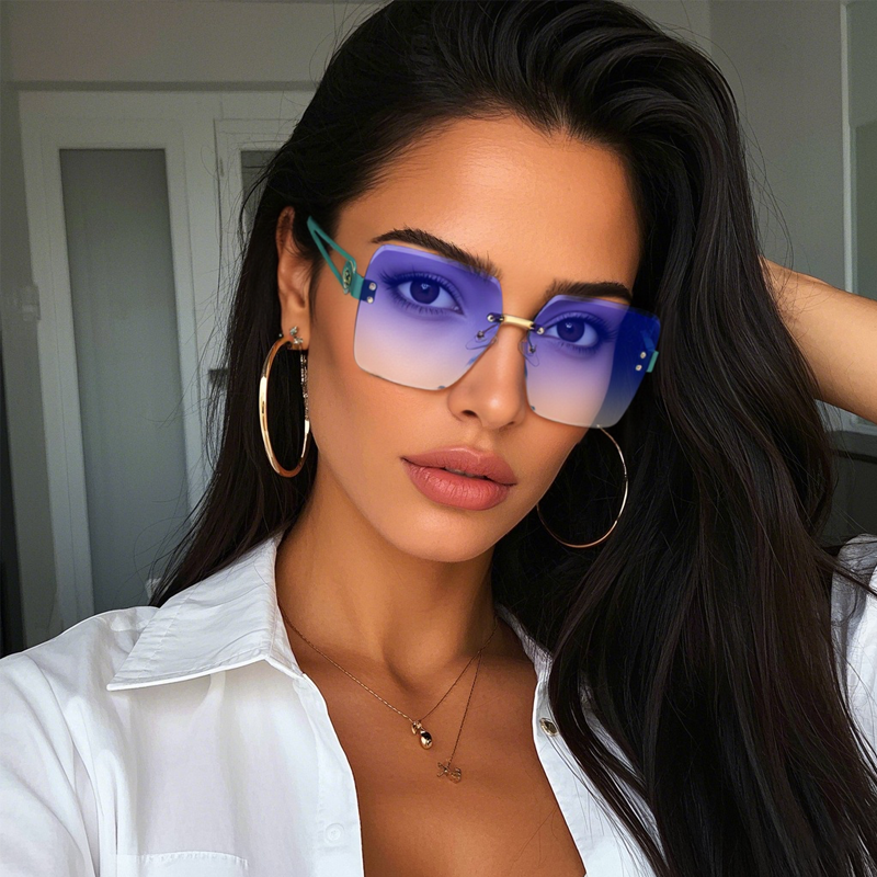 RUISIMO sans monture métal carré lunettes de soleil femmes hommes couleur claire marque exquise lunettes de soleil plage voyage mâle femme lunettes UV400