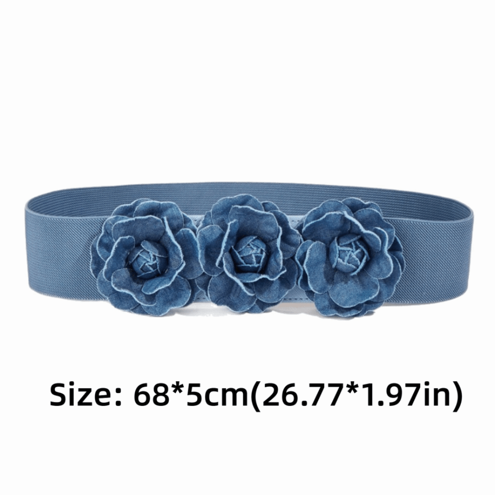 Ceinture élastique en tissu de style coréen, largeur 5 cm, boucle bleue, ceinture de taille, ceinture élastique à fleurs, accessoires pour robe