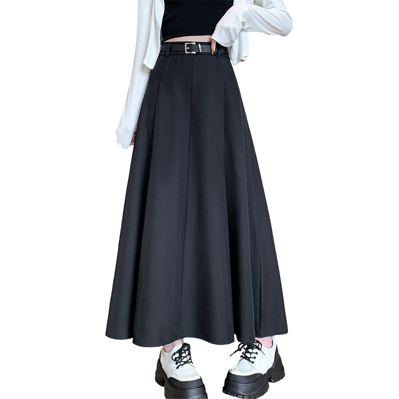 Jupe plissée élégante 2025 pour femme - Jupe midi taille haute coupe trapèze amincissante automne hiver