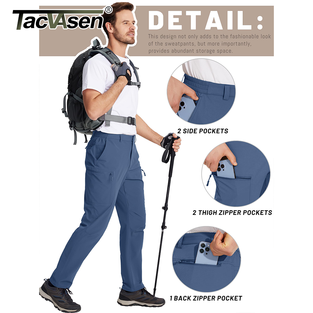 TACVASEN-Pantalon de Randonnée observateur pour Homme, Pantalon de Travail Cargo à vaccage Rapide, Nylon Imperméable, Pantalon de Trekking en Plein Air, Pantalon de Pêche, FJM