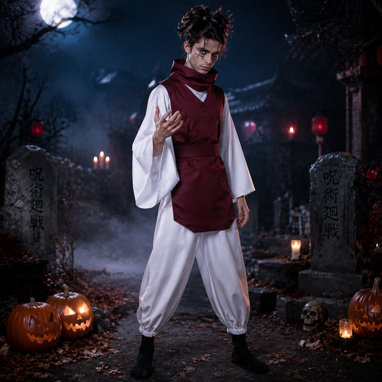 Costume Choso Cosplay Personnage d'Anime Tenue d'Halloween Ensemble Kimono, Gilet, Ceinture, Pantalon pour Comic Con, Fête, Jeu de Rôle