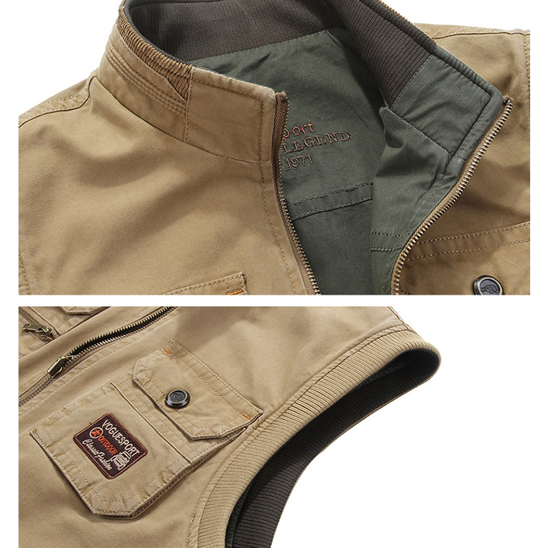 Automne hommes gilets sans manches photographe veste coton décontracté Multi poche gilet mâle gilet manteau grande taille 8XL