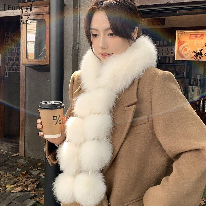 maveraFunny RagaLong fausse fourrure de renard écharpe femmes hiver chaud doux fourrure foulards décontracté dame en plein air cou plus chaud col