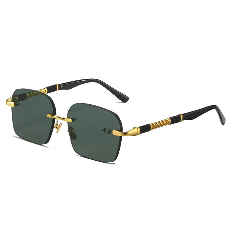 Lunettes de soleil sans monture pour hommes et femmes, protection des yeux, vert, créateur de mode