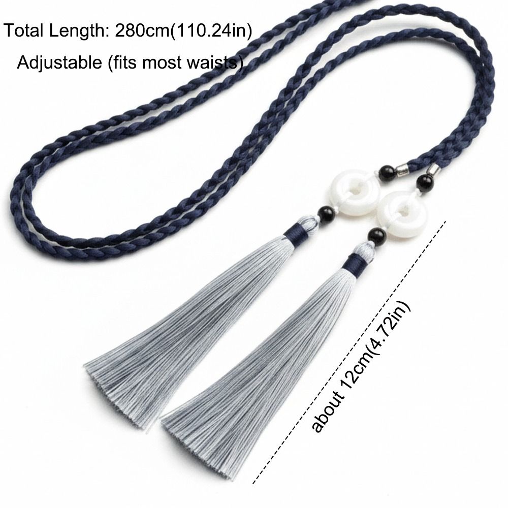 Ceinture Hanfu vintage tressée à la main, style chinois traditionnel, avec pompon et pendentif Ping An, pour hommes et femmes