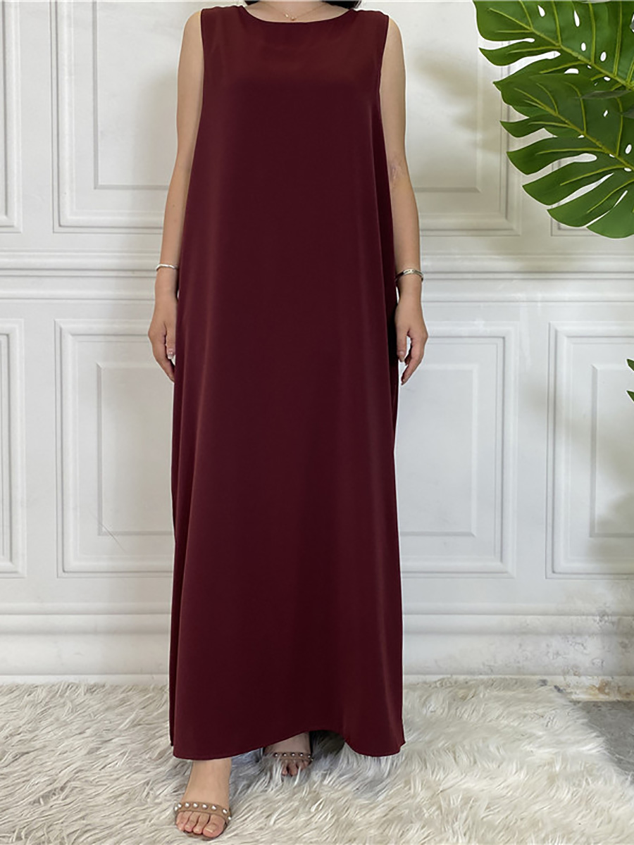 Dubaï Abaya Robe tout-Match tenue décontracté sans manches robes intérieures musulmanes pour les femmes Robe modeste Caftan vêtements islamiques marocains
