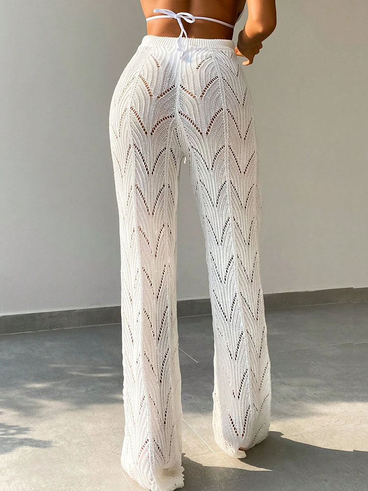 Pantalon tricoté bloqué pour Bikini, mode de plage, Sexy, élégant, arbre creux
