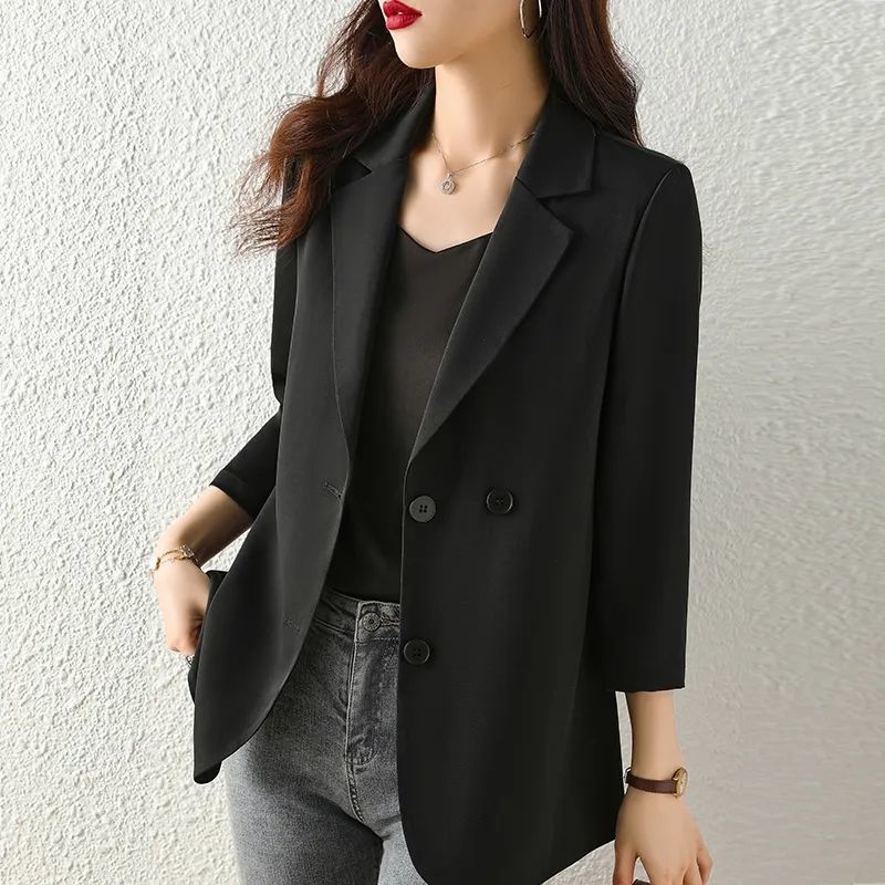 Combinaison en mousseline de soie pour femme, blazer monochrome pour femme, extérieur, tendance, couture, style coréen, promotion, printemps, automne, 2025