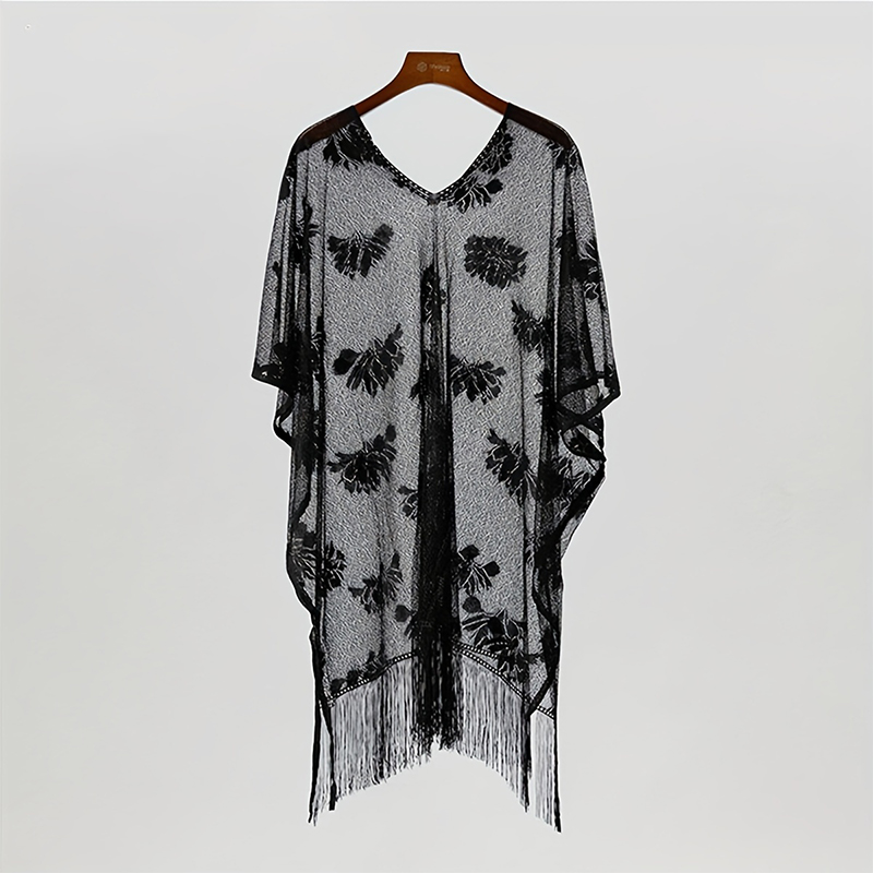 Châle en Dentelle Florale pour Femme, Foulard Rond pour la Tête, Poncho de Plage, Protection Solaire Élégante, Respirante, pour l'Extérieur, pour Mariage, Bandeau de Sauna, Photo