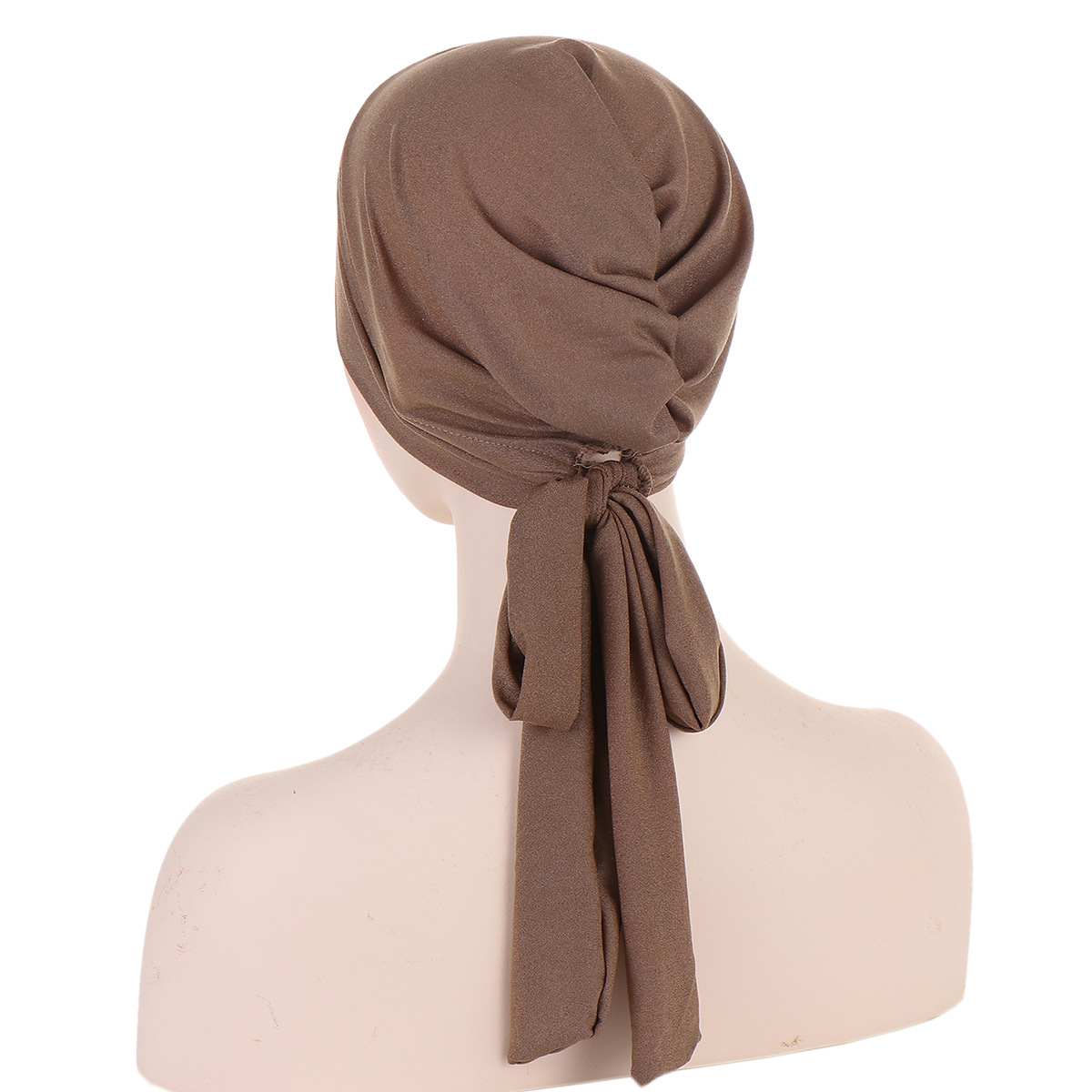 Fronte croisée femmes Hijab couleur unie dames musulmanes Turban Bonnet longue queue tête enveloppement foulard chapeaux indiens