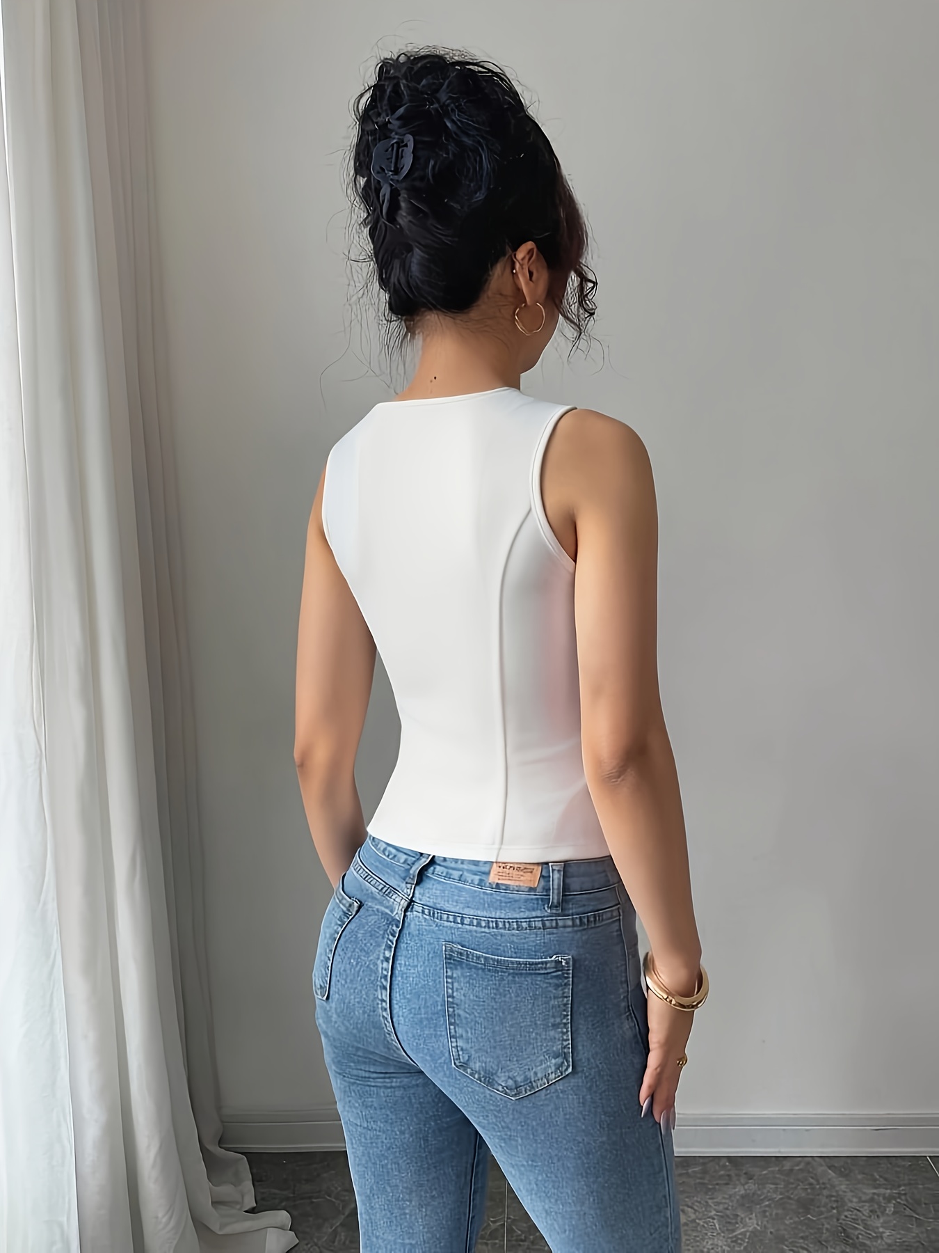 Gilet de mode pour femmes, de qualité supérieure, uni, style professionnel pour les trajets quotidiens, ouverture sur le devant, imitation poche, veste sans manches