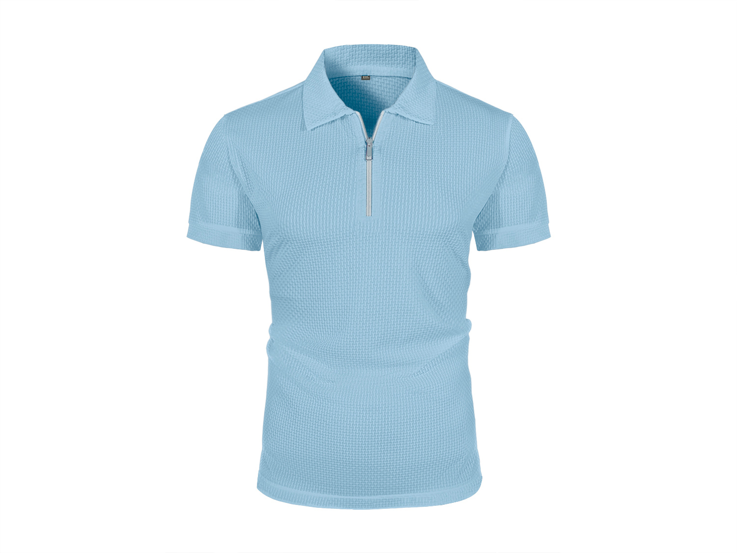 T-shirt à manches courtes pour hommes, haut d'été en soie glacée, fermeture éclair à revers, vêtements pour hommes
