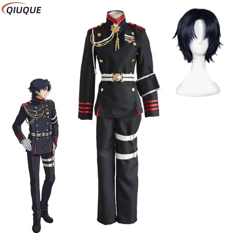 Ichinose Guren Cosplay Seraph de la fin Cosplay Costume perruque Anime Owari no Seraph uniformes militaires hommes noir Costume tenues