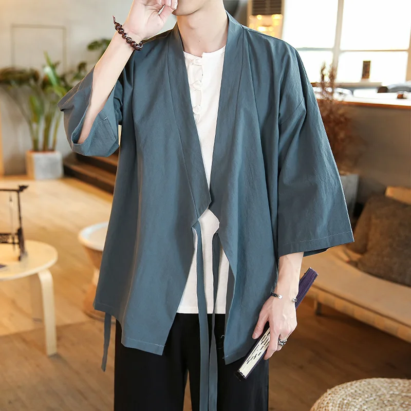 Vêtements orientaux pour hommes, hauts orientaux, chemises orientales pour hommes, chemisier Hanfu Cheongsam en lin, vêtements de Style Vintage, Traditio chinoise