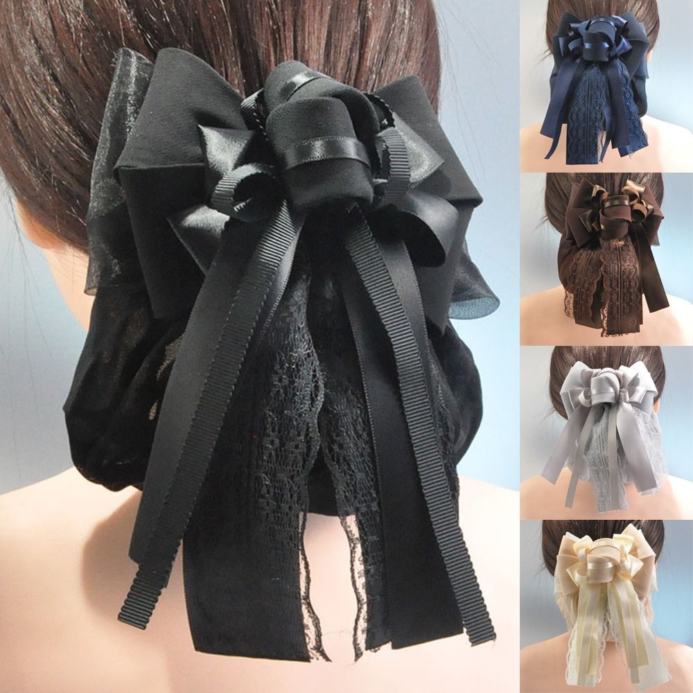 Élégant bonnet à nœud en ruban, élastique, classique, pour chignon, filet à cheveux, accessoire de coiffure pour infirmières, banque, restauration, pour femmes et filles