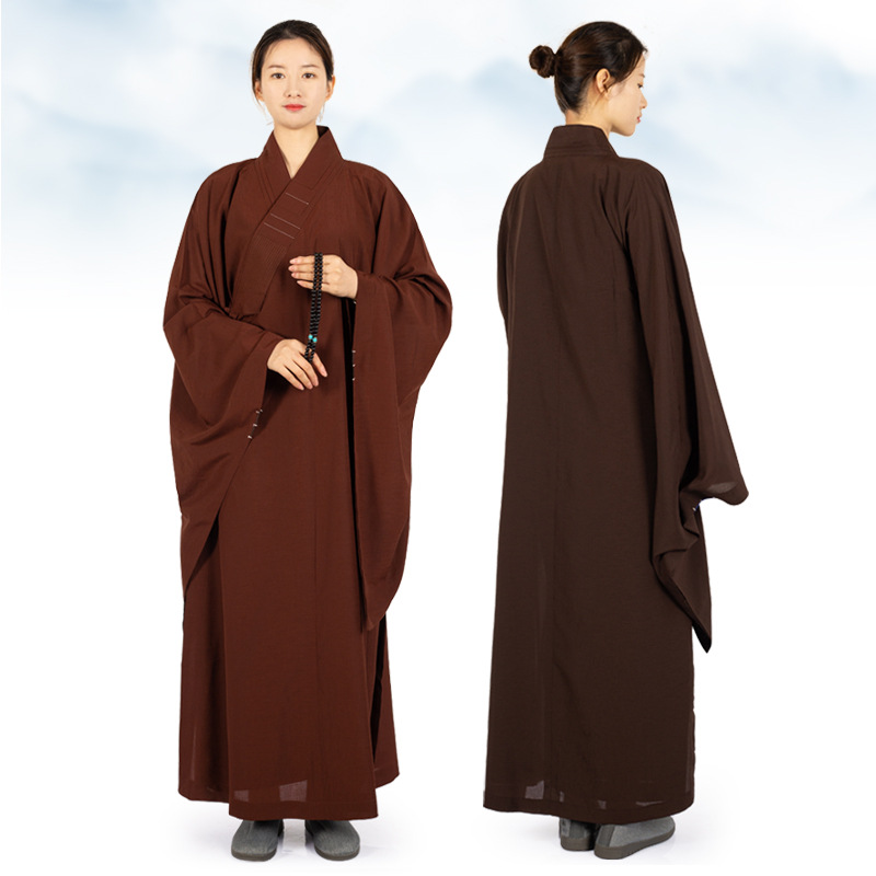 Robe traditionnelle chinoise de moines en lin pour adultes, longue robe pour le bouddhisme, vêtements de méditation Haiqing, vêtements de moine bouddhiste