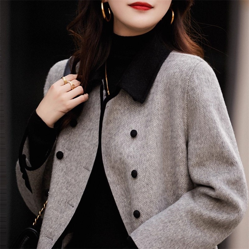 Manteau en laine à petit col pour femmes, nouvelle Version coréenne d'automne et d'hiver 2025, tempérament amincissant, décontracté et polyvalent,