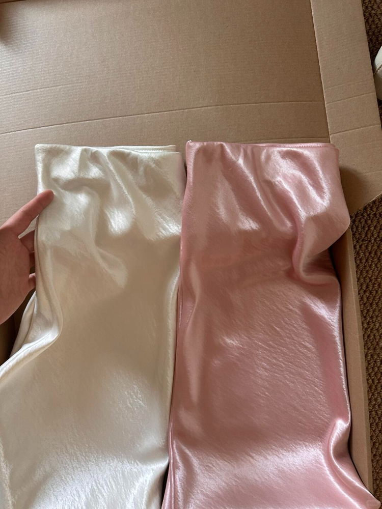 Jupe mi-longue en satin épais et brillant, élégante, silencieuse, de luxe, basique, taille haute, toutes saisons