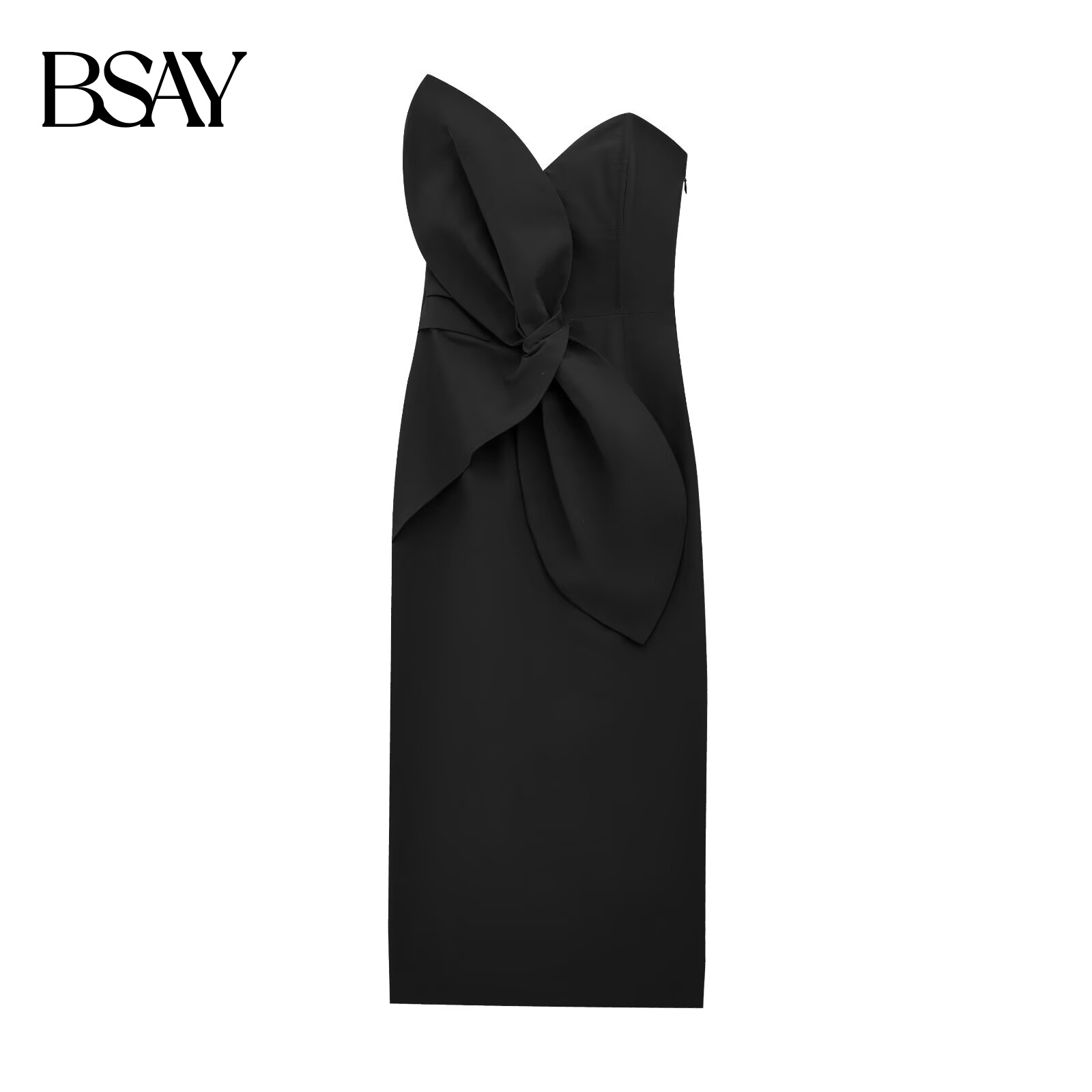 BSAY robe pour femmes mode été nouveau dos nu côté fermeture éclair nœud sans bretelles fête d'anniversaire Mini a-ligne Chic femme vêtements de soirée