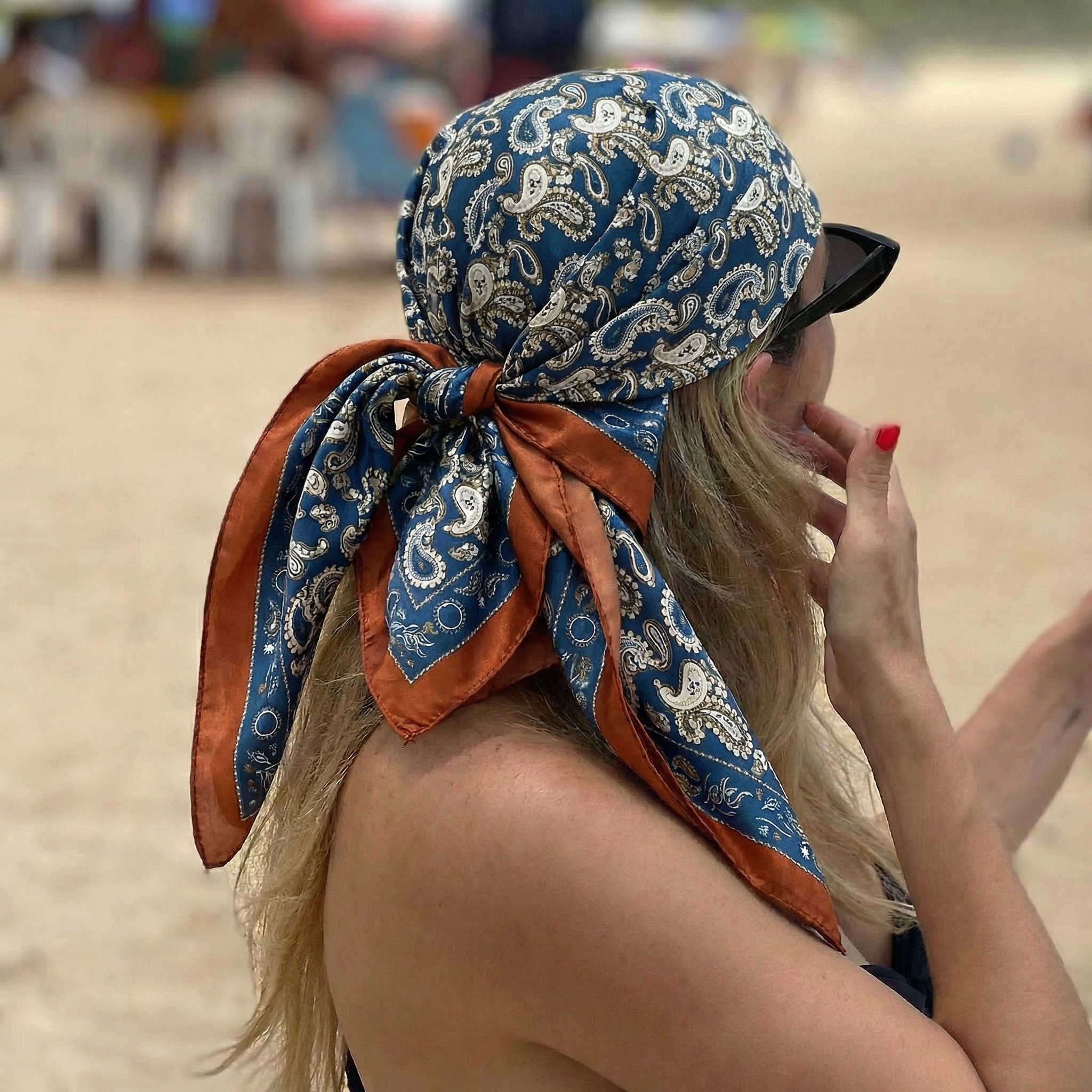 Foulard carré en soie satinée pour femme, motif floral, nouveau bandeau, écharpe, hijab, bandana, 2024