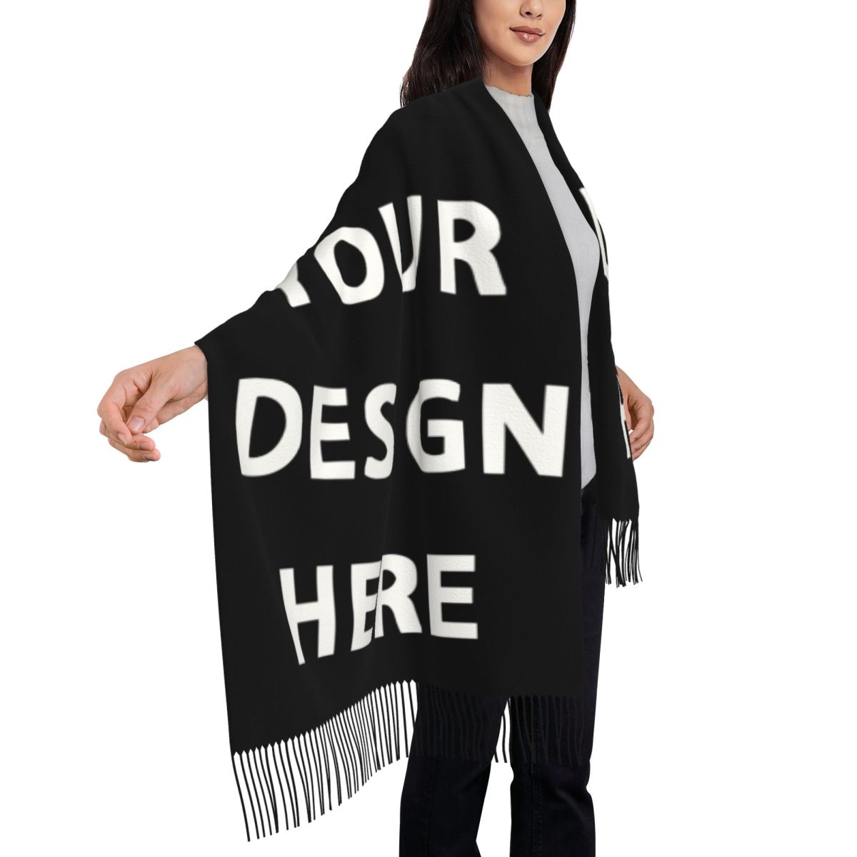 Écharpe imprimée personnalisée pour hommes et femmes, écharpes chaudes, logo personnalisé, lettre imprimée, enveloppes, hiver