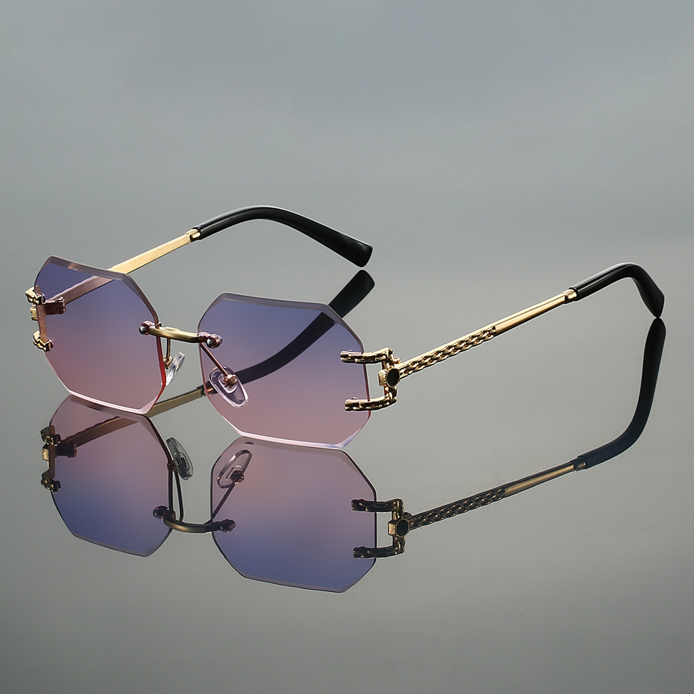 Lunettes de soleil sans monture à la mode pour femmes, lunettes tendance parfaites pour les voyages d'été et les vacances à la plage