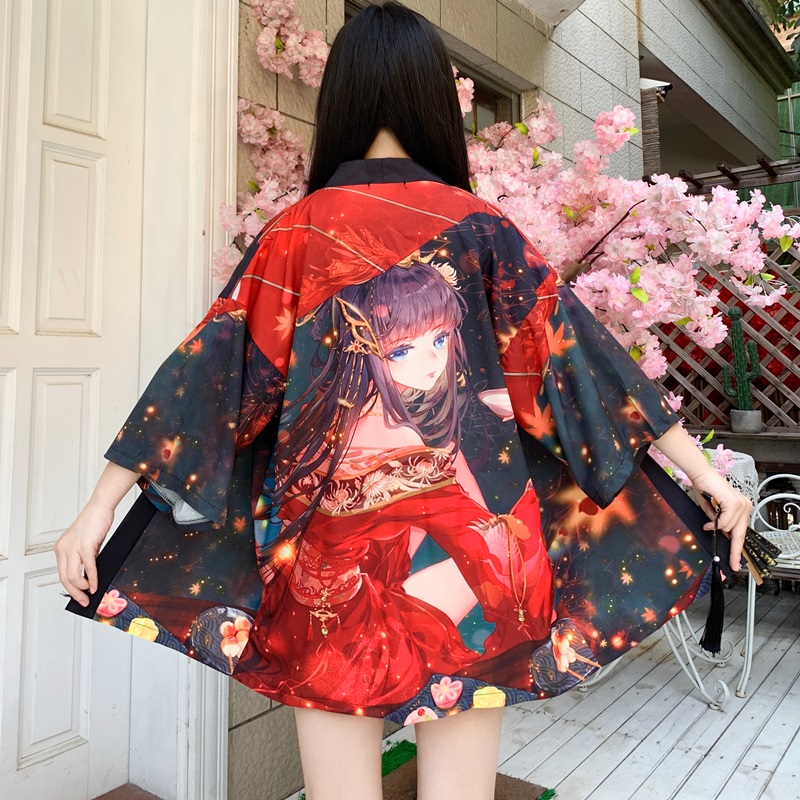 Kimono japonais pour femmes, cardigan de plage, kimono japonais, cosplay traditionnel yukata, obi haori, vêtements japonais, V1864, 2020
