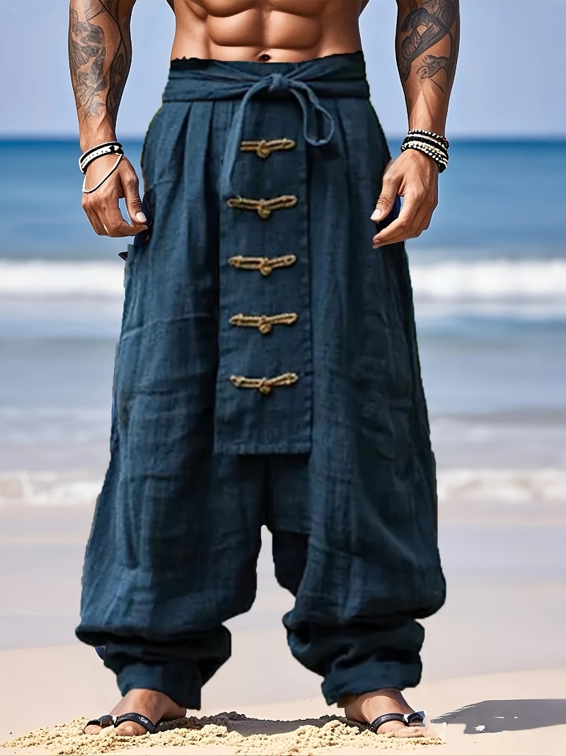 Pantalons en coton et lin pour hommes, pantalons décontractés respirants doux et confortables, pantalons de travail pour hommes de rue et de vacances à la mode
