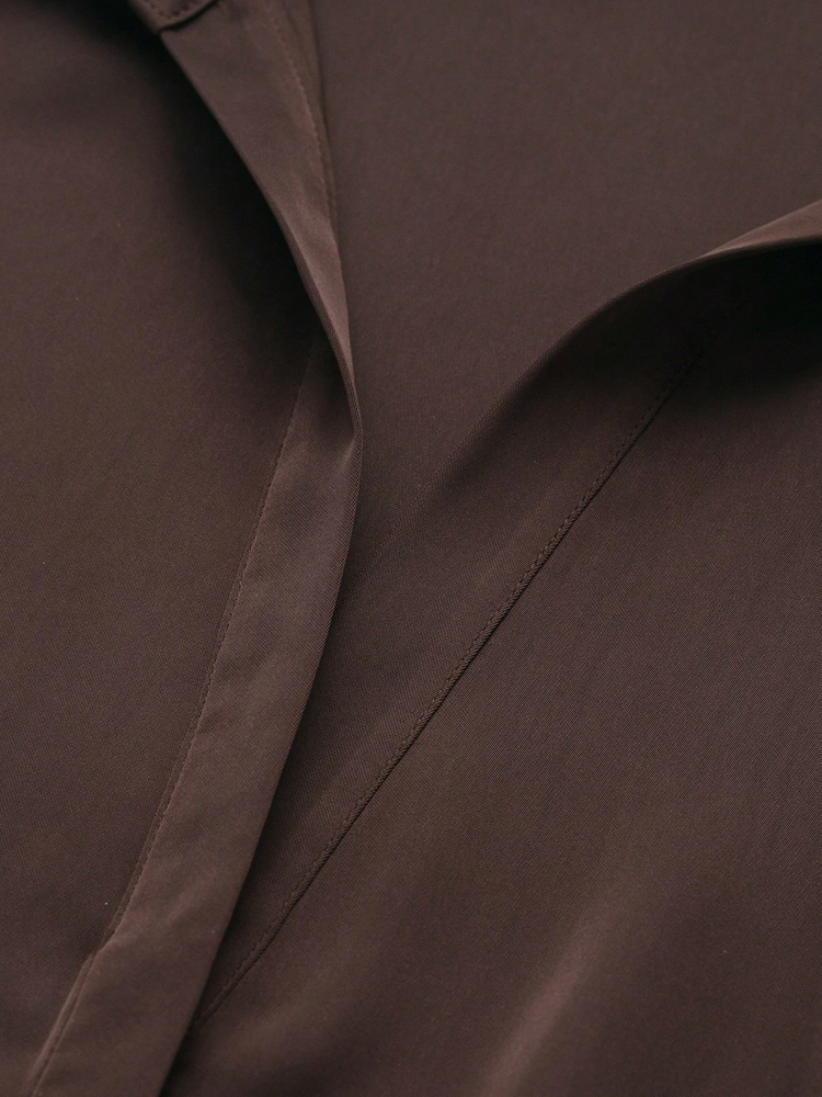 Chemisier en satin chic pour femme avec ceinture, manches longues, col à revers, chemise élégante, haut tendance