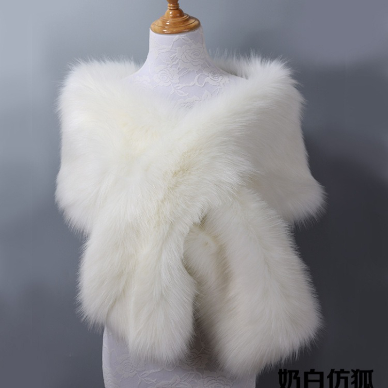 Automne et hiver femmes imitation fourrure cheveux de renard grand châle mode robe de soirée cape épaisse faux cou écharpe châle double usage