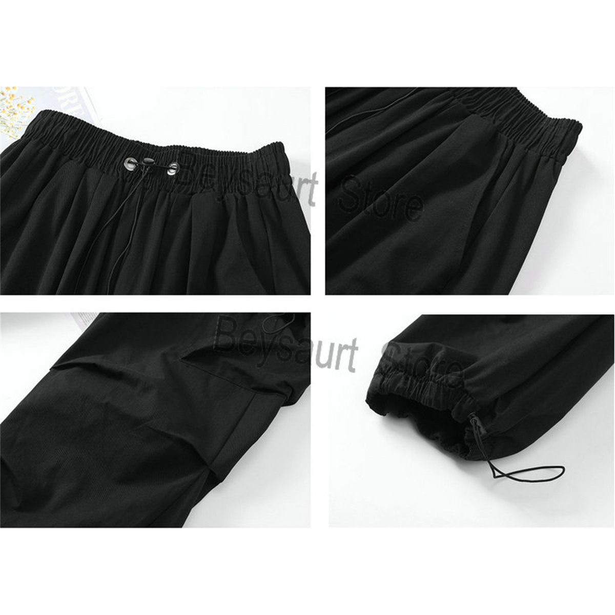 Streetwear 2024 printemps sarouel pantalons décontractés hommes taille élastique couleur unie Cargo pantalon Multi poche ample Baggy pantalon pour les femmes