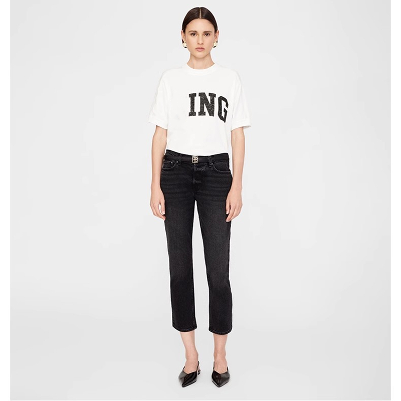 T-shirt d'été pour femme, imprimé lettres, blanc, marque tendance, haute qualité, style streetwear nord-américain, vêtements féminins