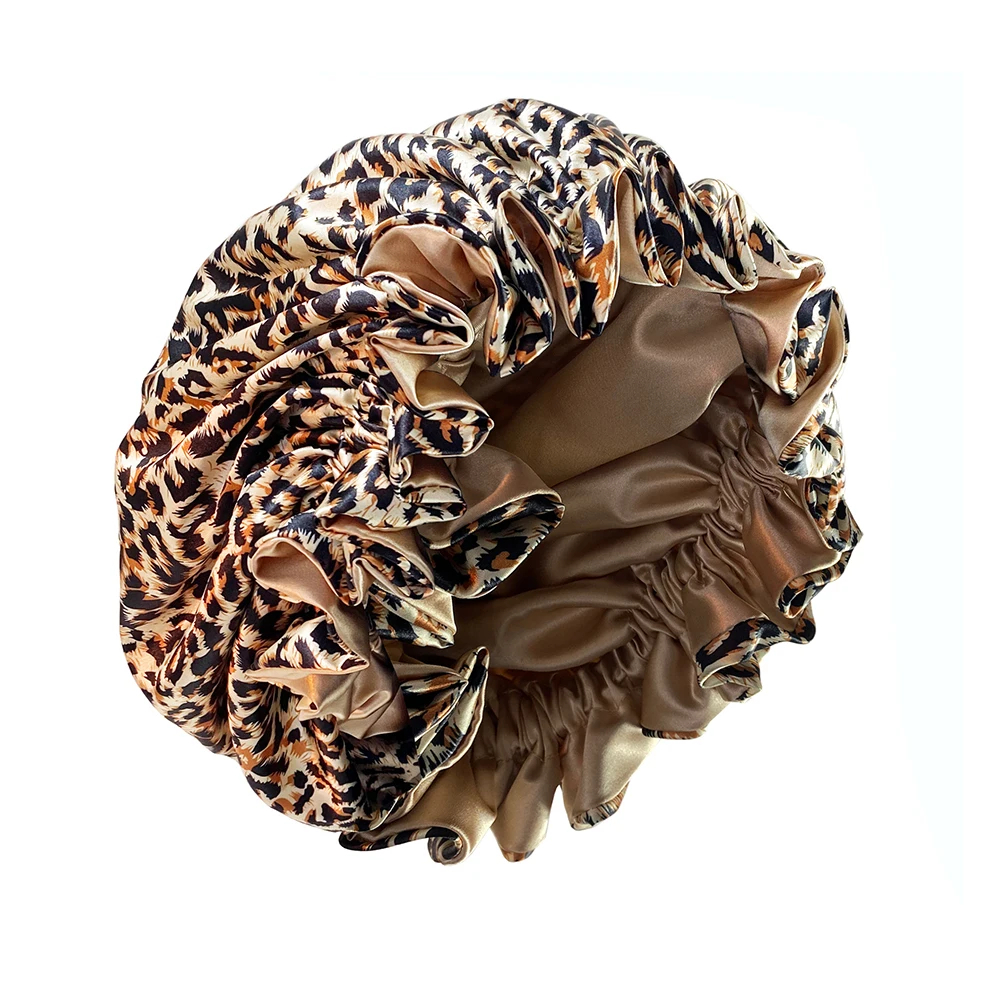 Bonnet en Satin élastique à large bord, chapeau pour cheveux longs, chapeaux de couchage, boucles réversibles, pour femmes et hommes, accessoire pour cheveux