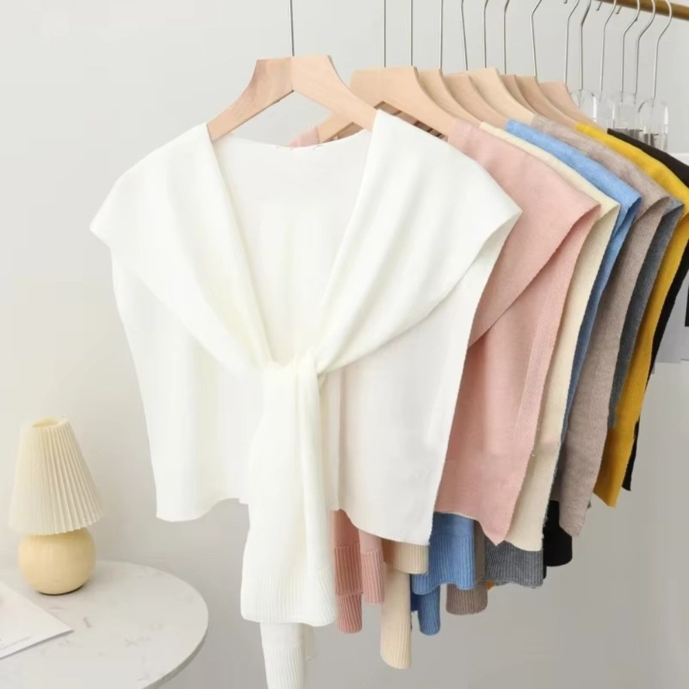 Écharpe fine tricotée pour femme, design tendance, couleur unie, col cache-cou noué, protection d'épaule
