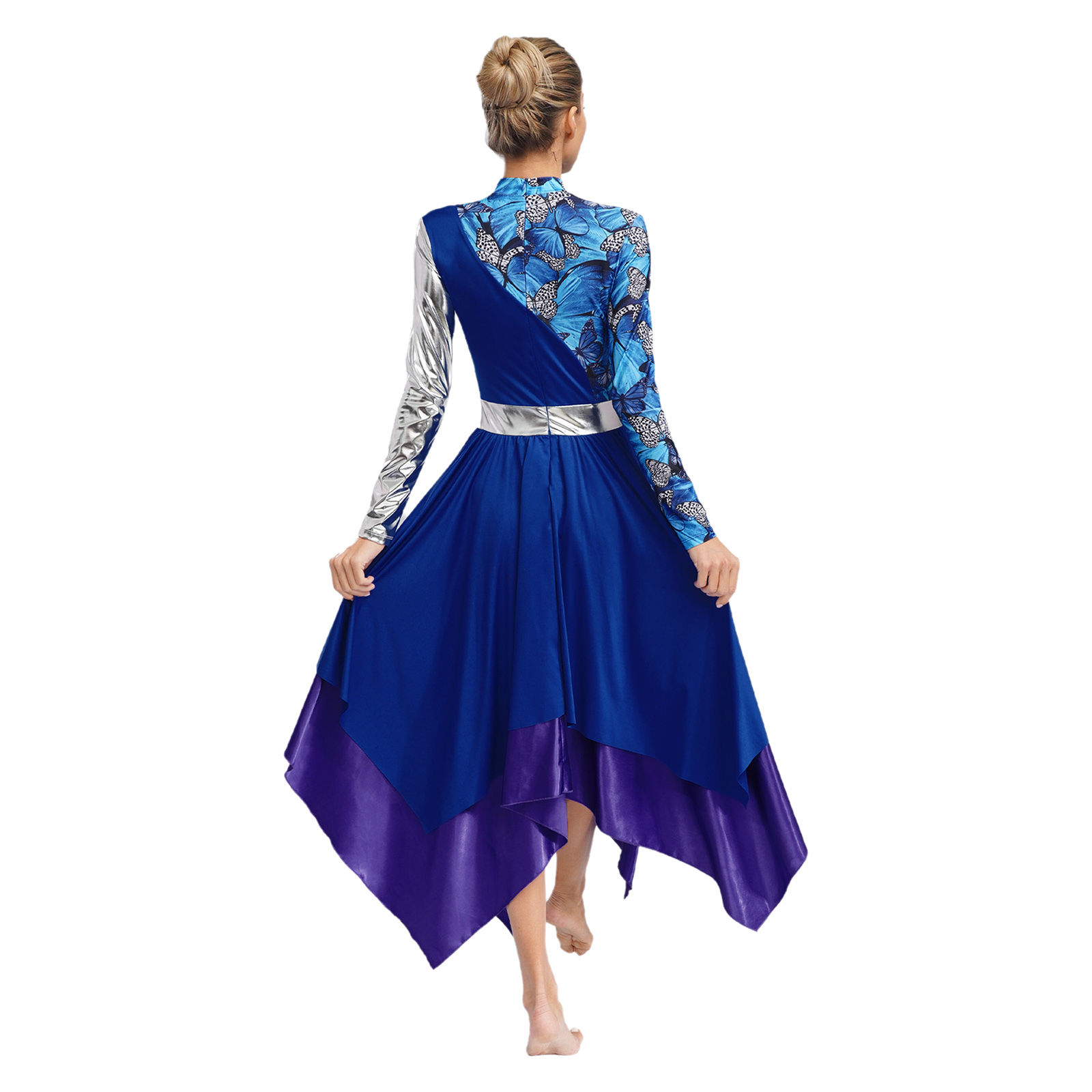 Robes de louange liturgiques pour femmes, imprimé élégant, vêtements de danse lyrique de Ballet irrégulier, manches longues, Costume de spectacle de chorale de culte