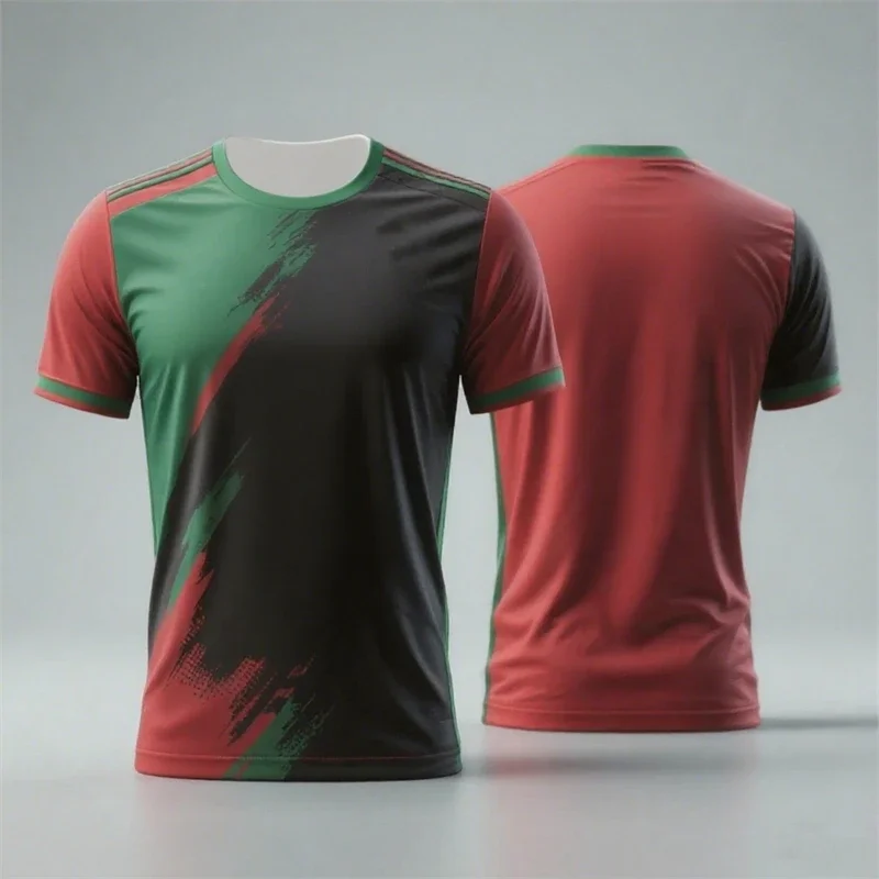 T-shirt de sport tendance et simple, avec un design bicolore contrastant. C'est un t-shirt décontracté idéal pour le fitness estival.